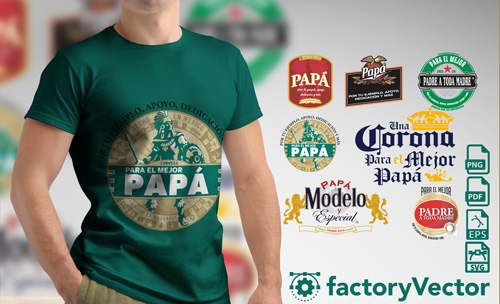 Factory Vector - Pack de Papá con frases en logos de cervezas