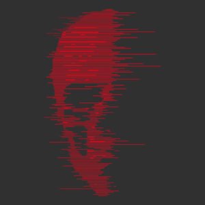 Calavera roja composicion lineal