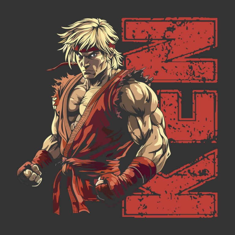 street fighter Ken lettering grunge - FactoryVector