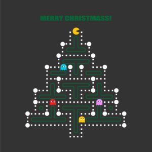 Pac Man Arbolito navideño merry christmass