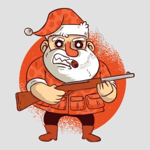 Santa con arma y cigarro
