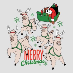 Santa y renos Feliz Navidad