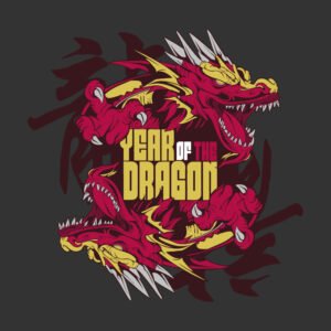 año del dragon yin yang ilustración