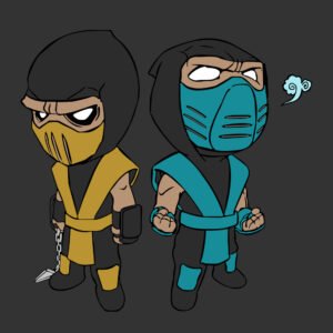 mortal kombat zub cero y scorpio chibi