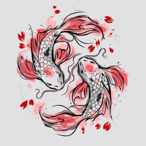 pez koi art illustration