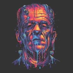 Frankenstein dripping neon illustration