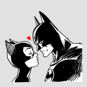 Gatubela y Batman Love Black and White