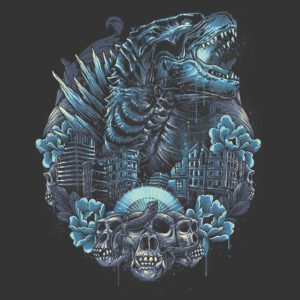 Godzilla monster city art tattoo