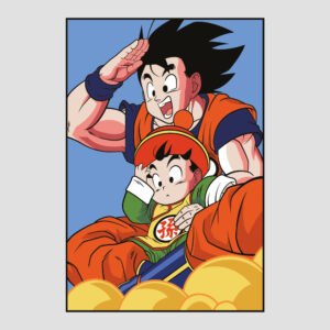 Gohan Bebé y Gokú en la nube voladora