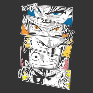 collage iconic faces anime