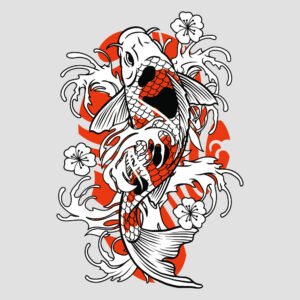 vintage tattoo of koi fish design